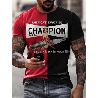 Retro Casual Champion Short-Sleeved T-Shirt