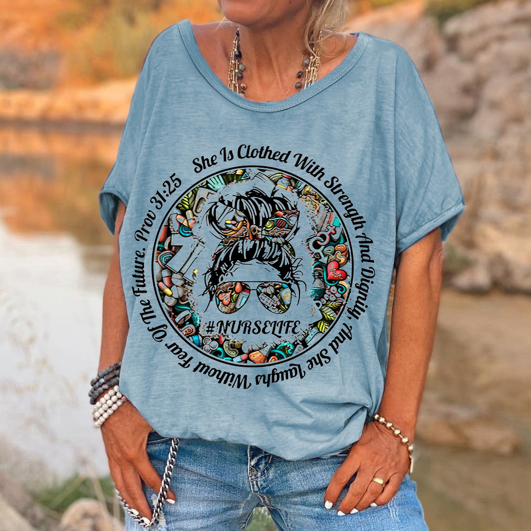 She Is Clothed With Strength And Dignity Printed Hippie Tees