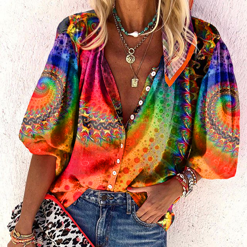 Ladies Mandala Tie Dye Printed Shirt