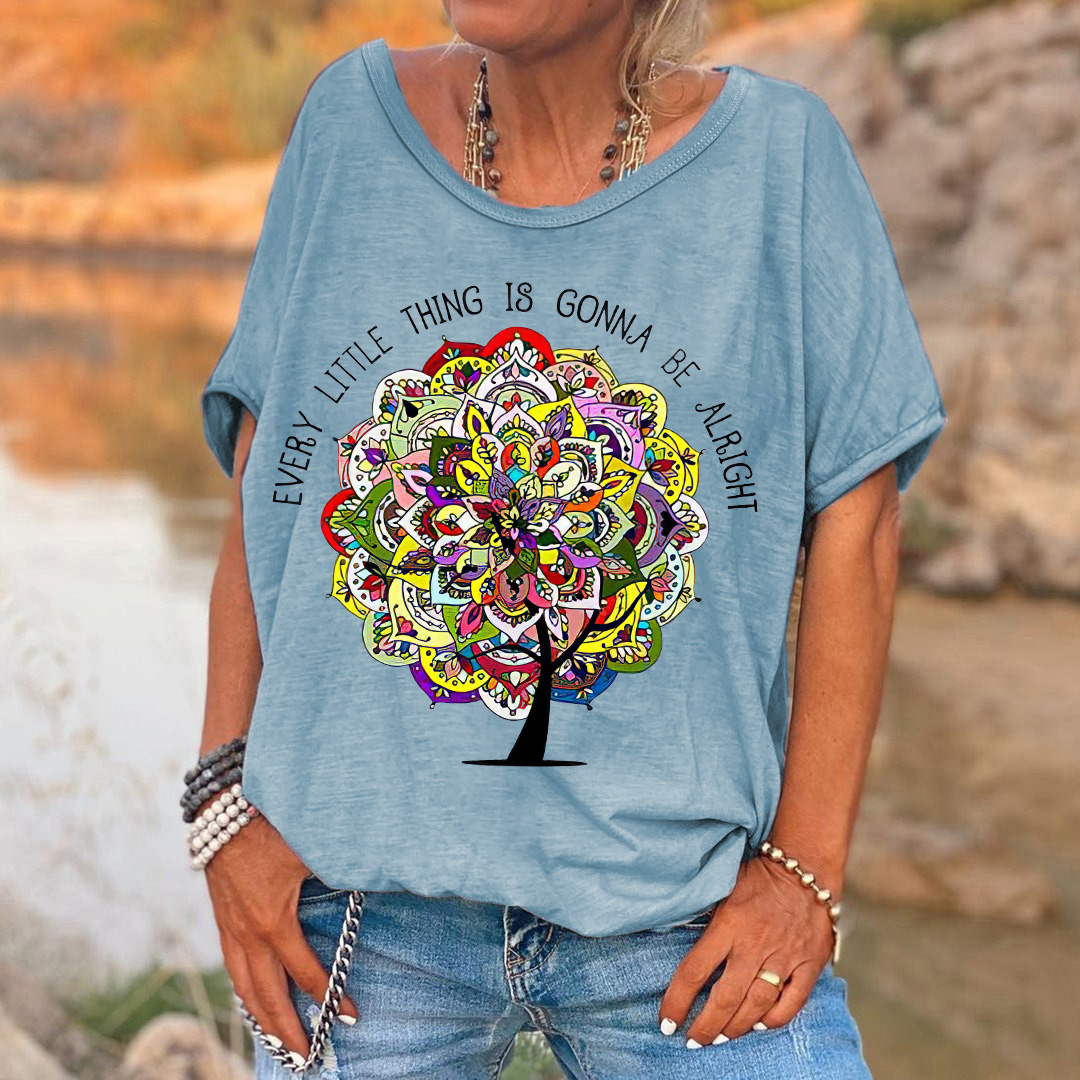 Every Little Thing Is Gonna Be Alright Printed Hippie Women's T-shirt