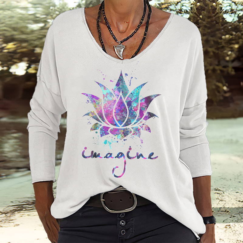 Imagine Lotus Tie Dye Women's Long Sleeves Tee