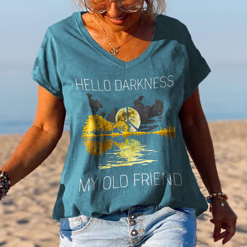 Moonlight Landscape Hello Darkness My Old Friend Graphic Tees