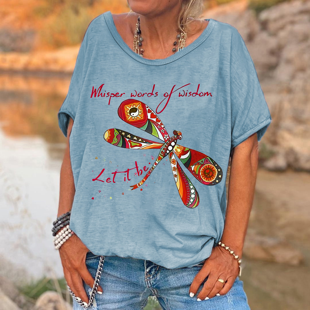 Whisper Words Of Wisdom Dragonfly Printed Tees