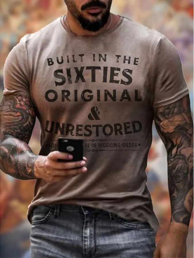 Mens Built In The Sixties Unrestored Motorcy Printed T-shirt