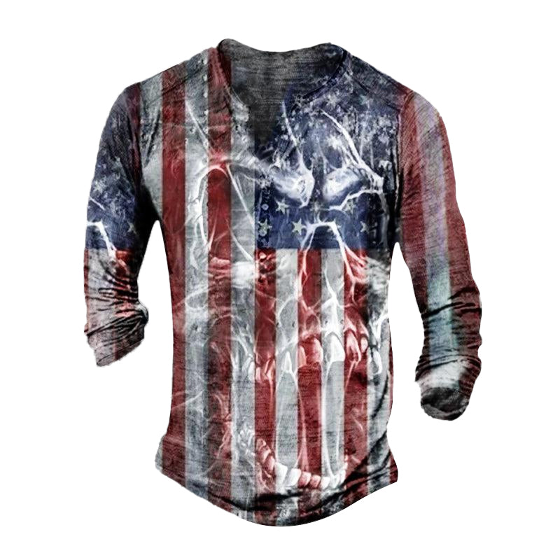 Men's Retro Comfortable Skull National Retro long sleeve