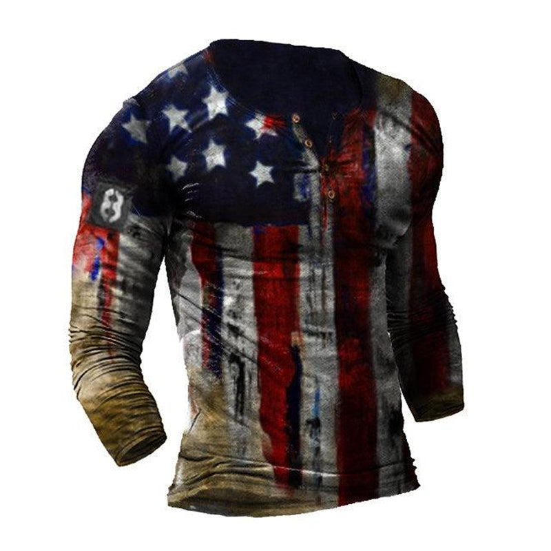 Men's Outdoor Independence Day Printed Freedom Long Sleeve