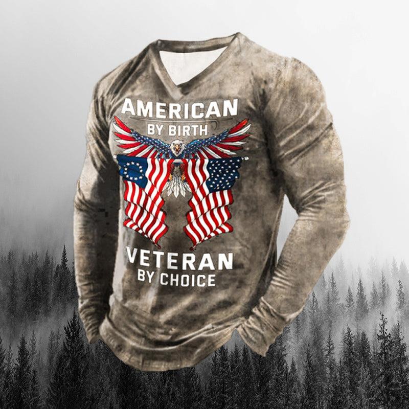 Khaki Outdoor Eagle Printed Hoodie For Men