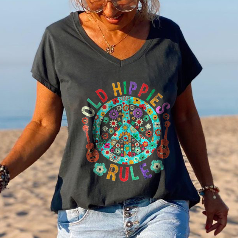 Old Hippies Rule Women Graphic Tees