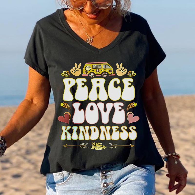 Car Peace Love Kindness Printed Cozy Graphic Tees