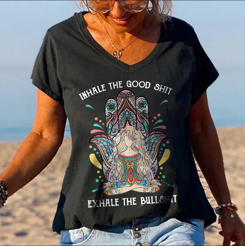 Inhale The Good Shit Printed Hippie Tees