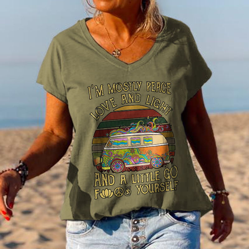 I'm Mostly Peace Love And Light Women Old Hippies T-shirt