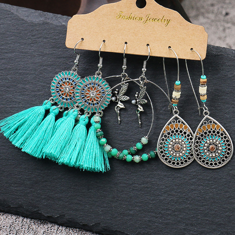 Fashion ladies all-match tasseled vintage earrings