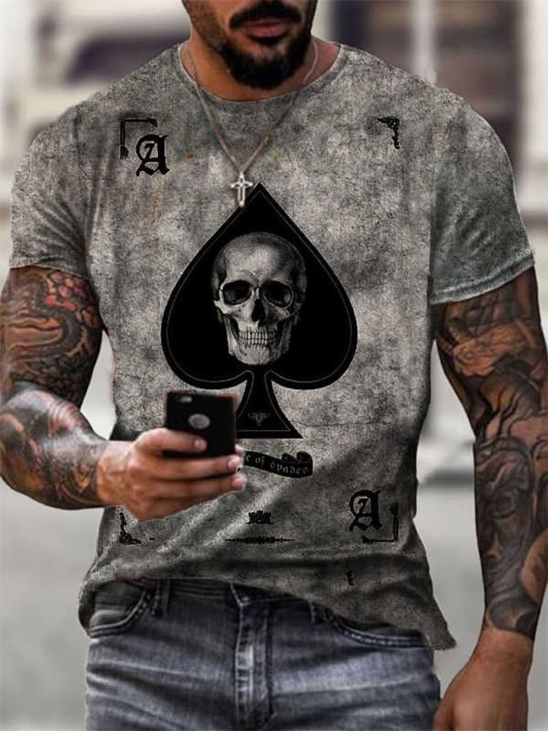 Skull Print Short Sleeve Fashion Casual T-shirt