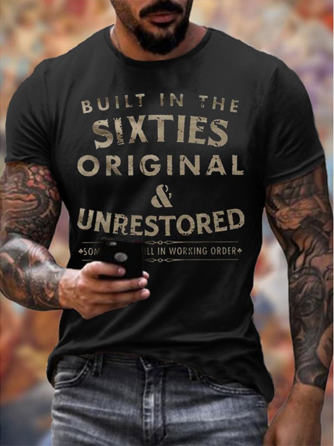 Mens Built In The Sixties Unrestored Motorcy Printed T-shirt