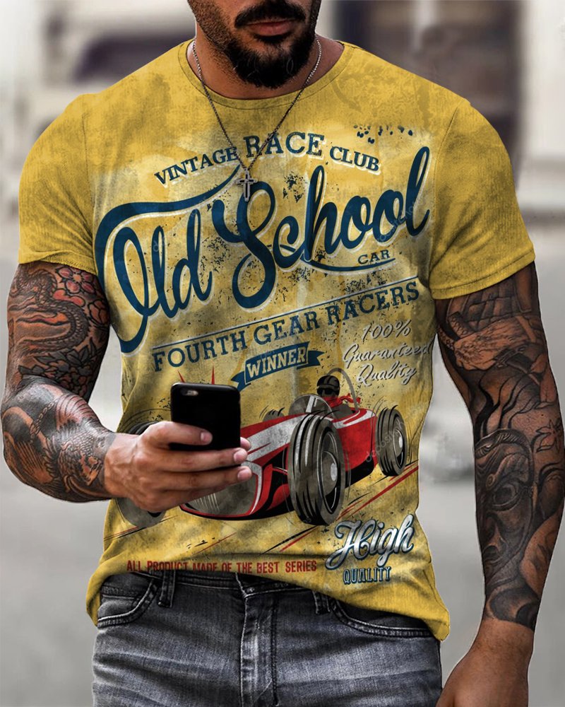 Route 66 Vintage Men's Print Breathable T-Shirt