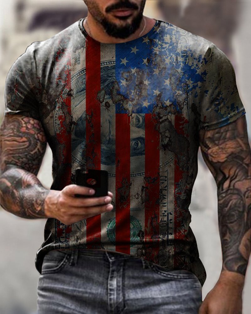 Vintage Flag Men's Casual T-Shirt