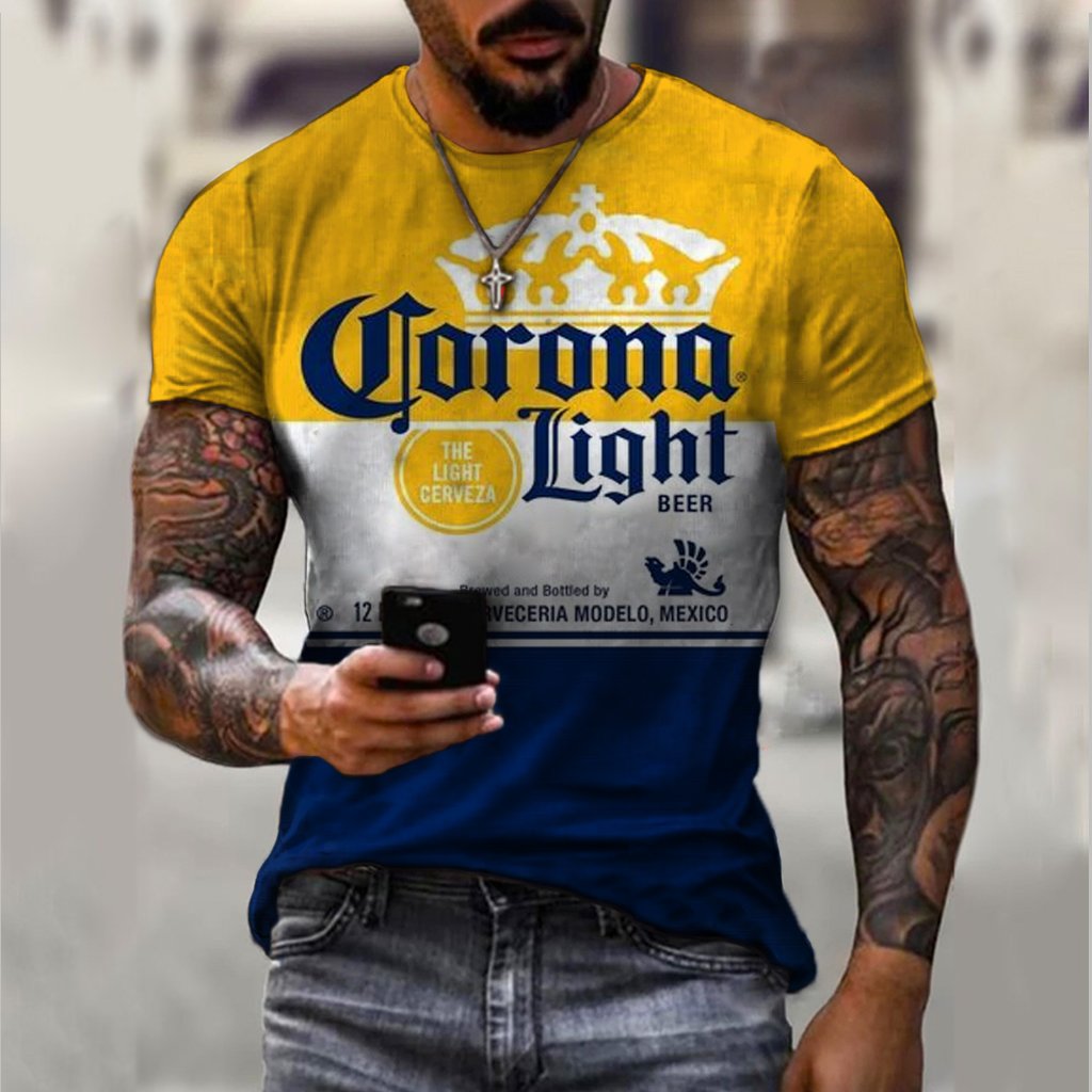 Vintage men's beer logo print T-shirt