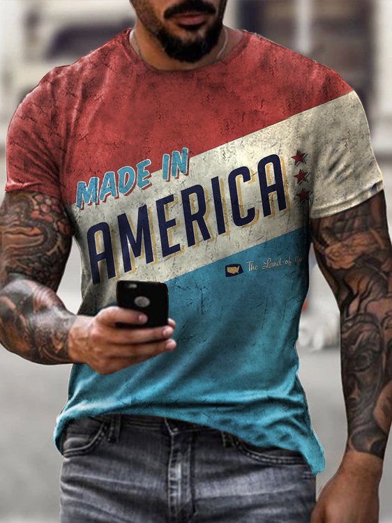 Men's Retro Moto Tin Logo Printed T-Shirt