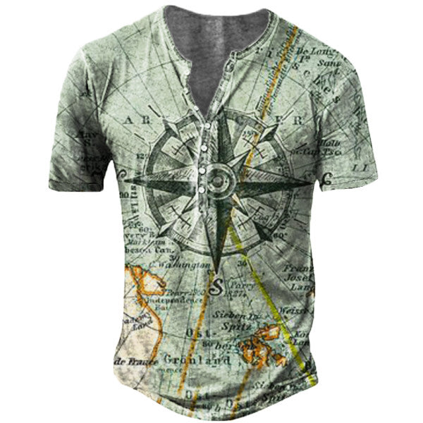 Vintage Men's Comfortable Breathable Print T-Shirt