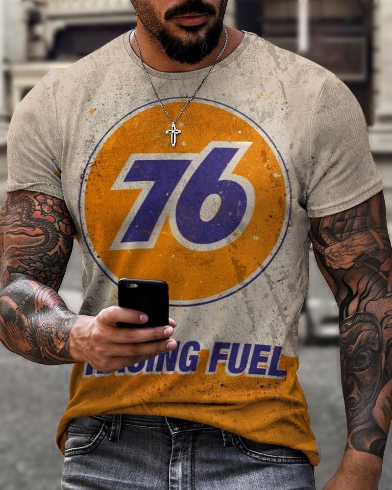 Men's Retro Motorcycle Oil Casual T-Shirt