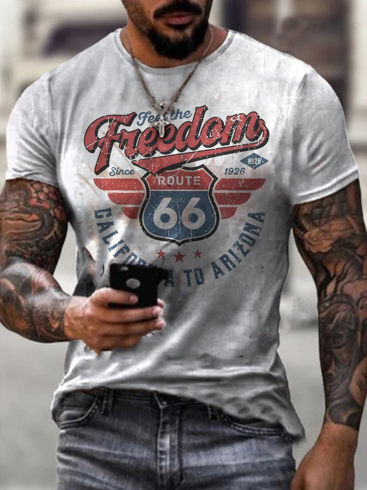 Mens Fashion Route 66 T-shirt