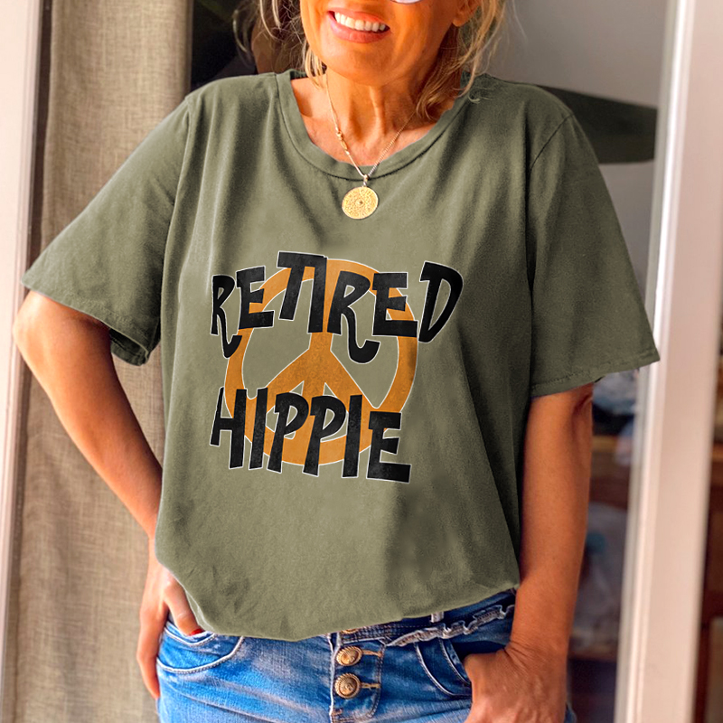 (Order 2 size up)Retired Hippie Peace And Love Tees