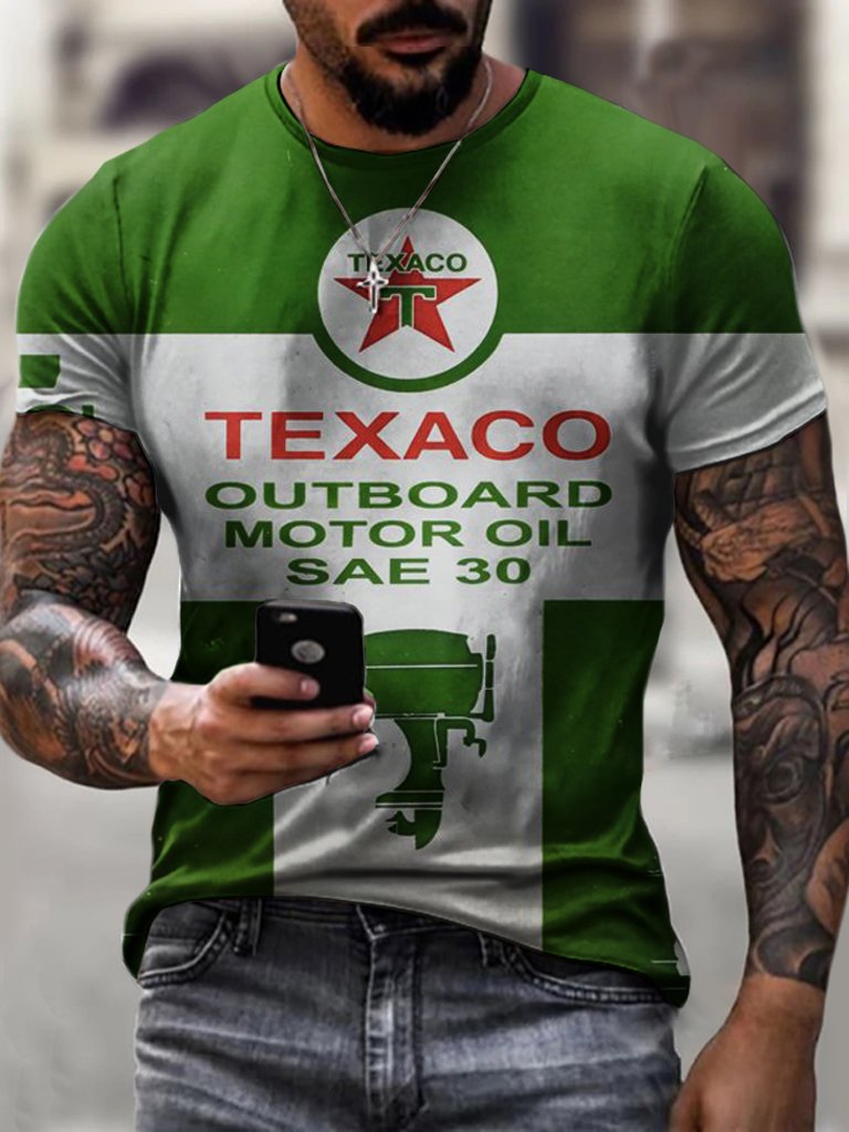 Crew Neck Motor Oil Motorcycles Short Sleeve Tops T-shirts