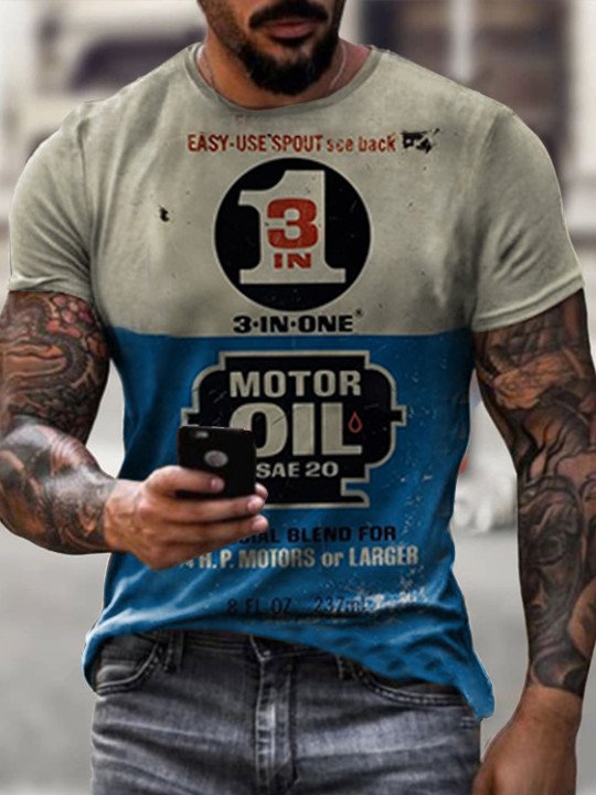 Men's Motor Oil Printed T-Shirt