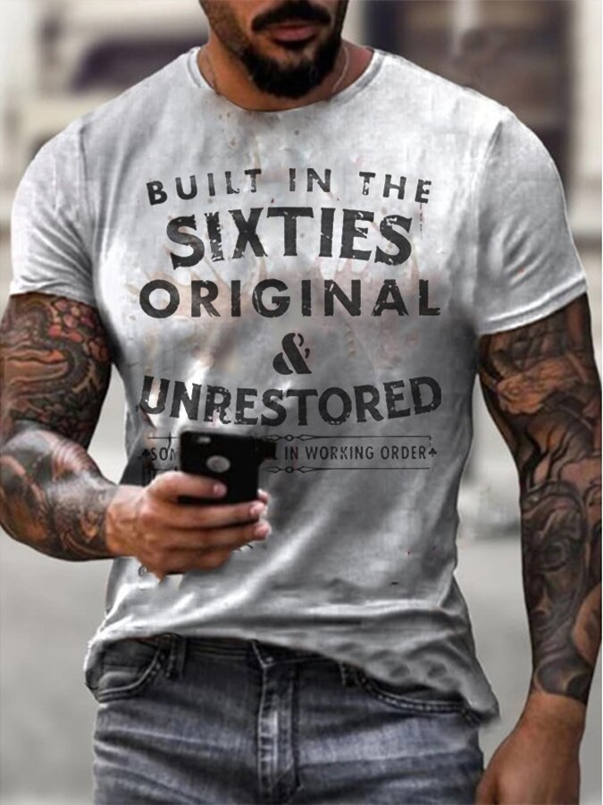 Mens Built In The Sixties Unrestored Motorcy Printed T-shirt