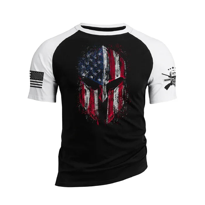 USA FLAG SPARTAN RAGLAN GRAPHIC TEE