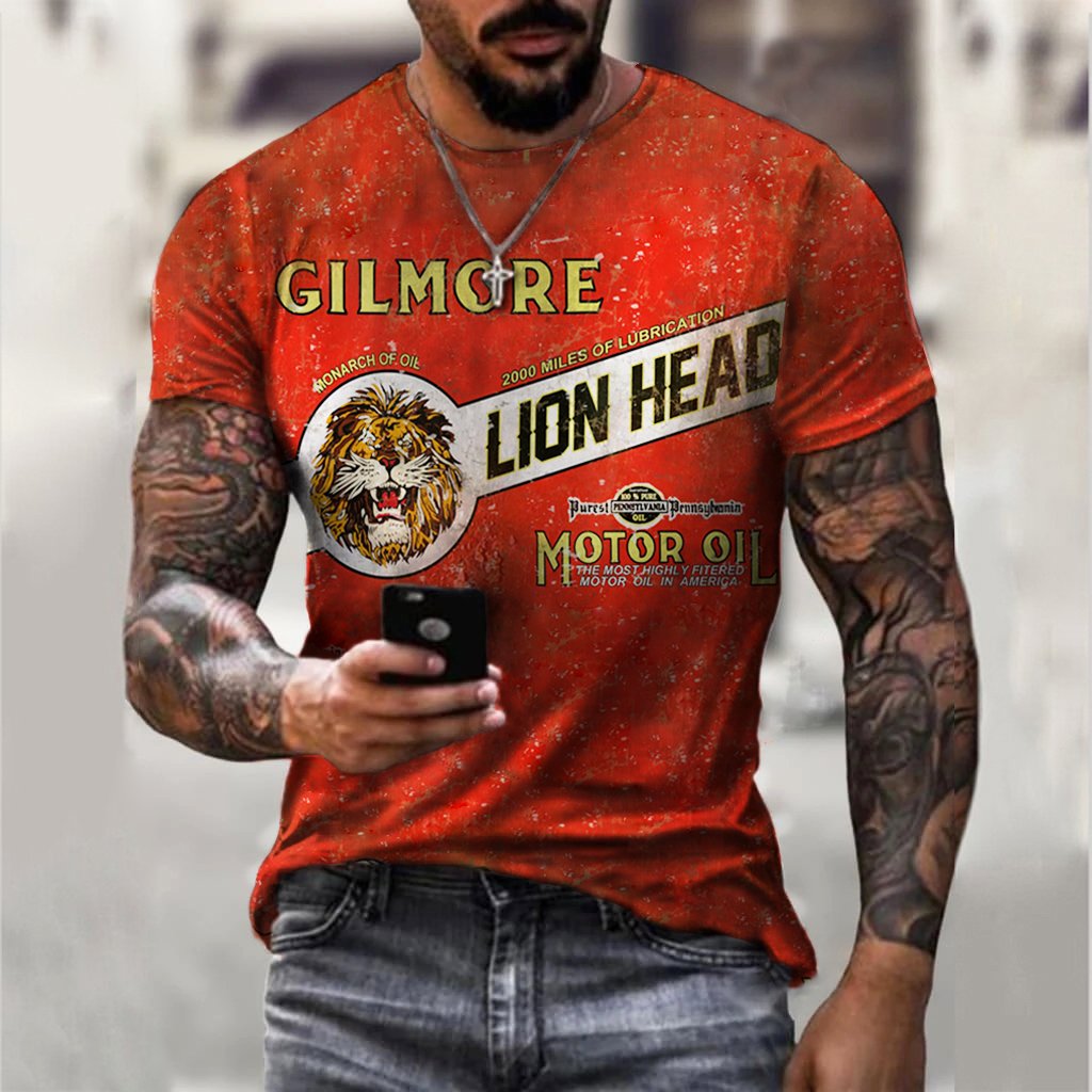 Gilmore Lionhead Engine Oil Label Retro T-shirt