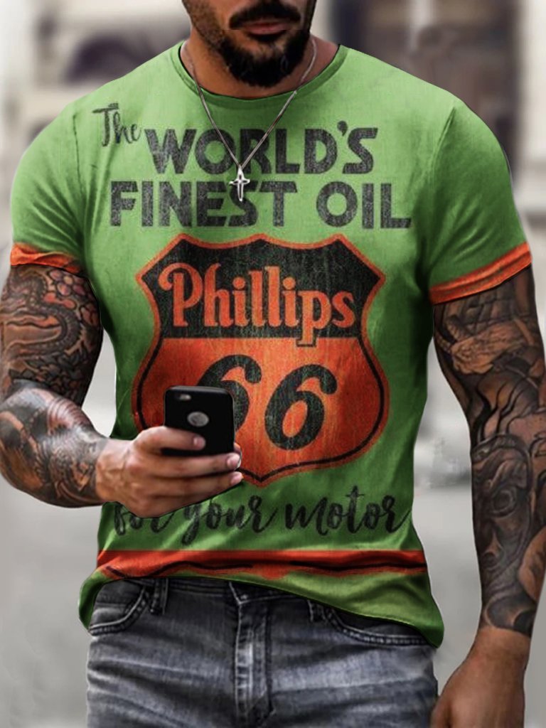 Crew Neck Motor Oil Motorcycles Short Sleeve Tops T-Shirts