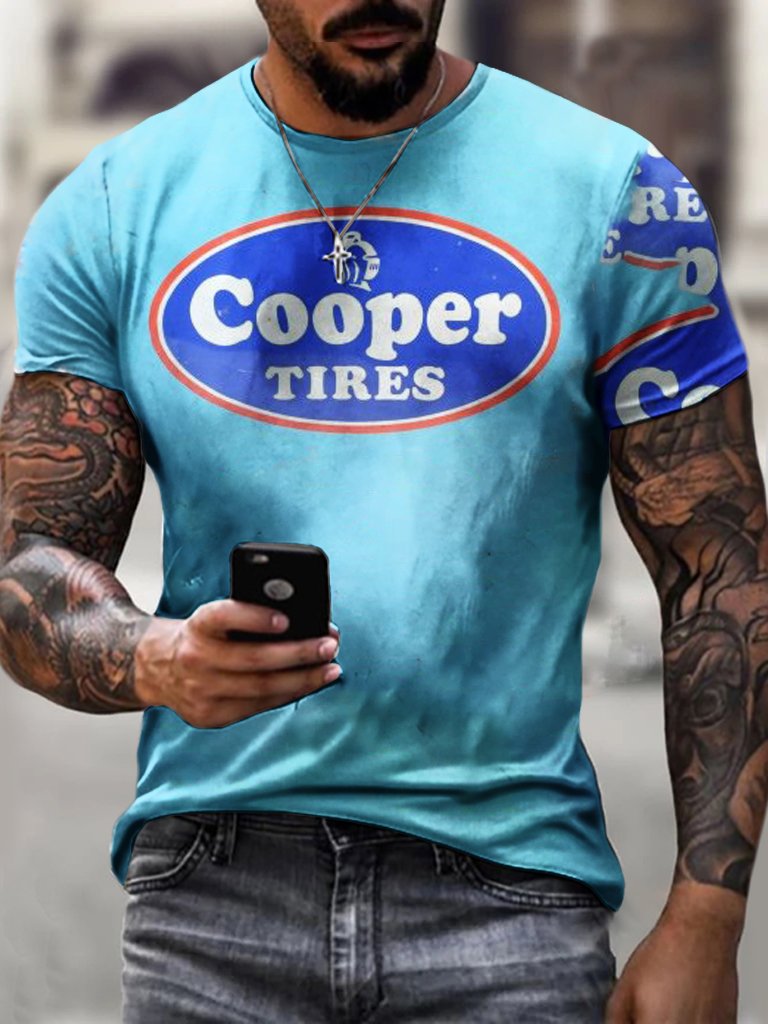 Men's Crew Neck Motorcycle Style Short Sleeve Tops T-Shirts