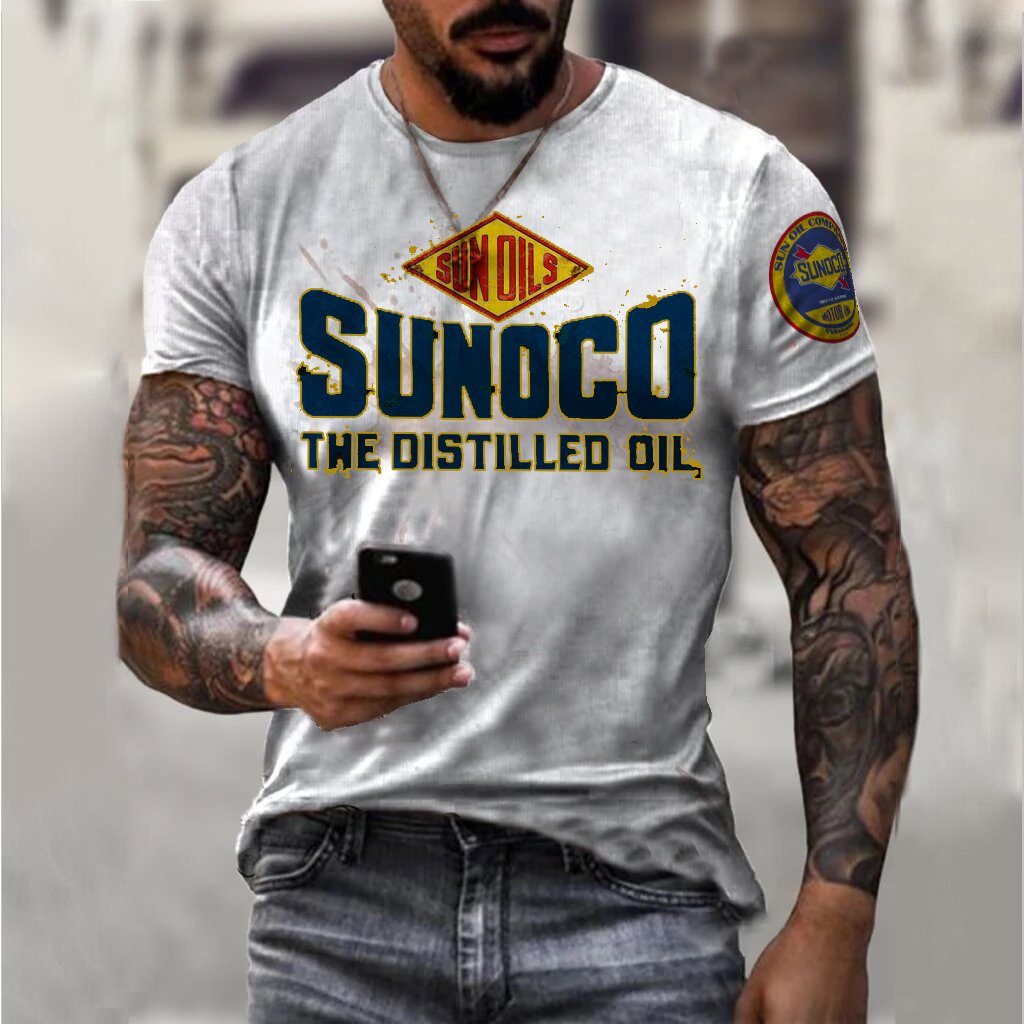 Retro Engine Oil Print T-shirt