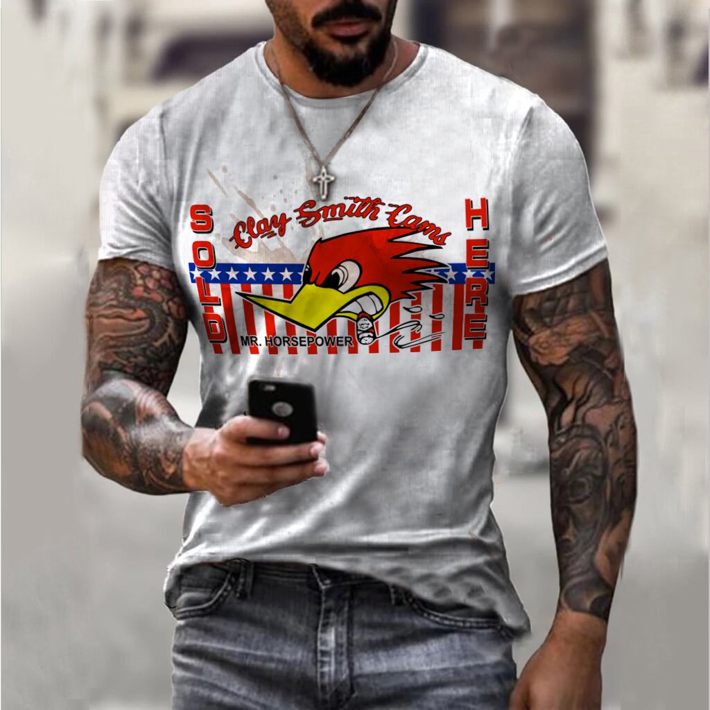 Mr Horsepower Fashion retro short sleeve printed T-shirt