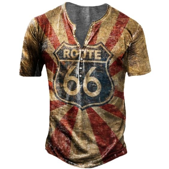 Vintage Men's Comfortable Breathable Print T-Shirt