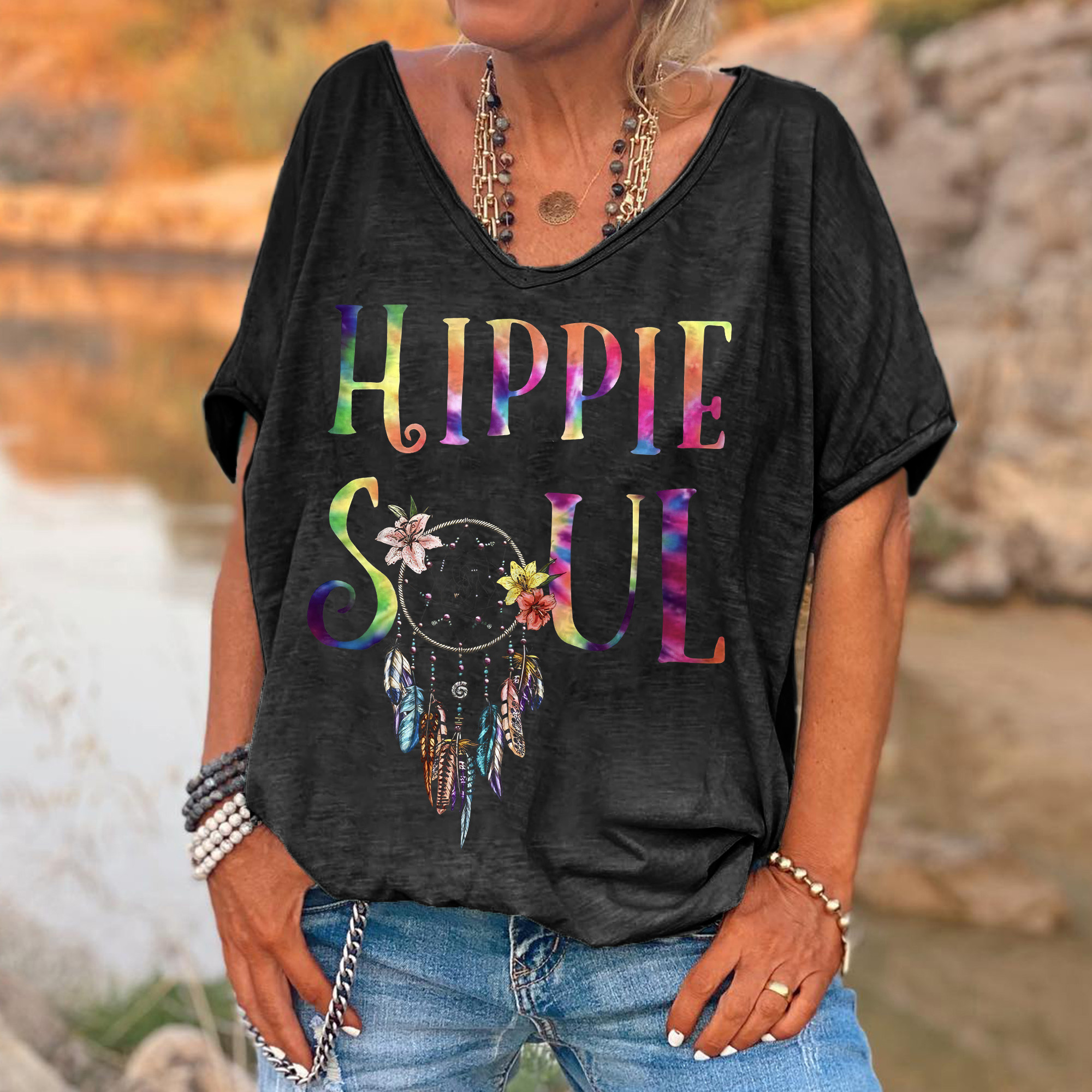 Hippie Soul Casual V-neck Women's T-shirt