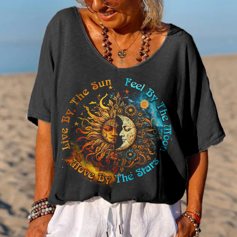 Live By The Sun Love By The Moon Printed Women's T-shirt