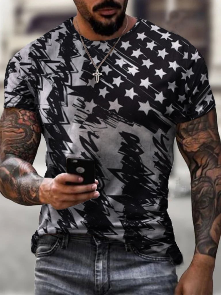 Men's American Flag Print T-shirt