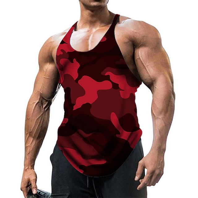 Mens Tank Top Undershirt Sleeveless Shirt Graphic Camo Camouflage Crew Neck Casual Daily Sleeveless Clothing Apparel Sports Fashion Lightweight Big And Tall