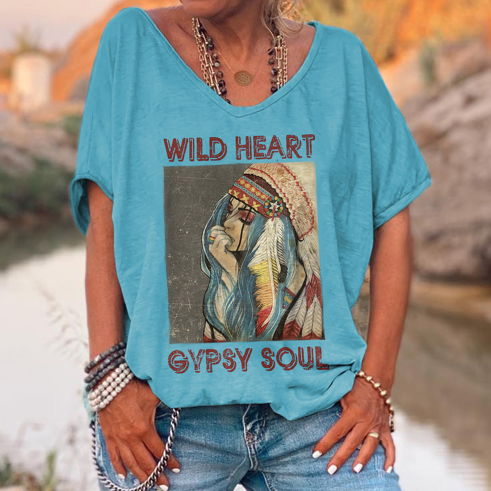 Wild Heart Gypsy Soul Printed Hippie T-shirt