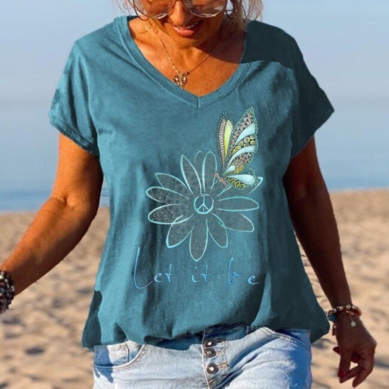 Let it be butterfly flower lLadies Graphic Tees